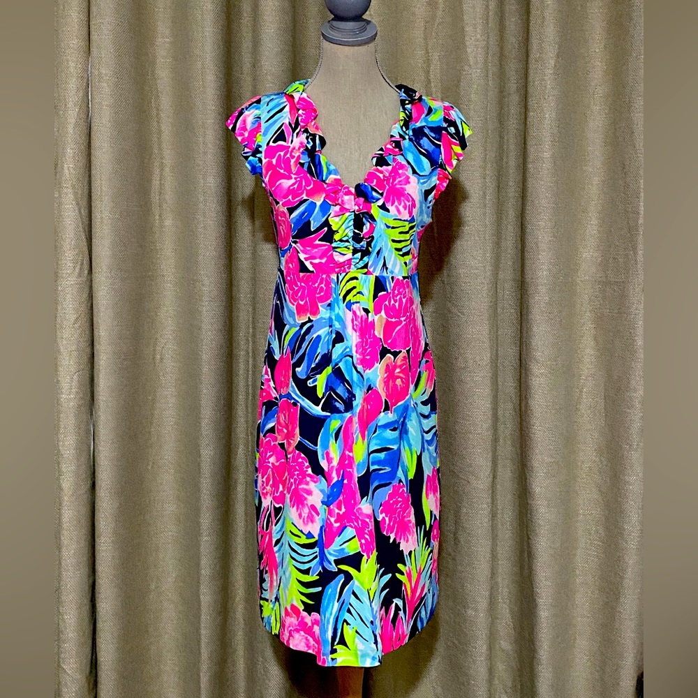 Lilly Pulitzer CLARE SILK JERSEY Tropicolada DRESS NWT Sz L